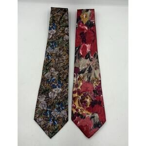 Oleg Cassini Lot of 2 Men’s Ties Neckties Multi Color Floral Print‎ 59” (1781)